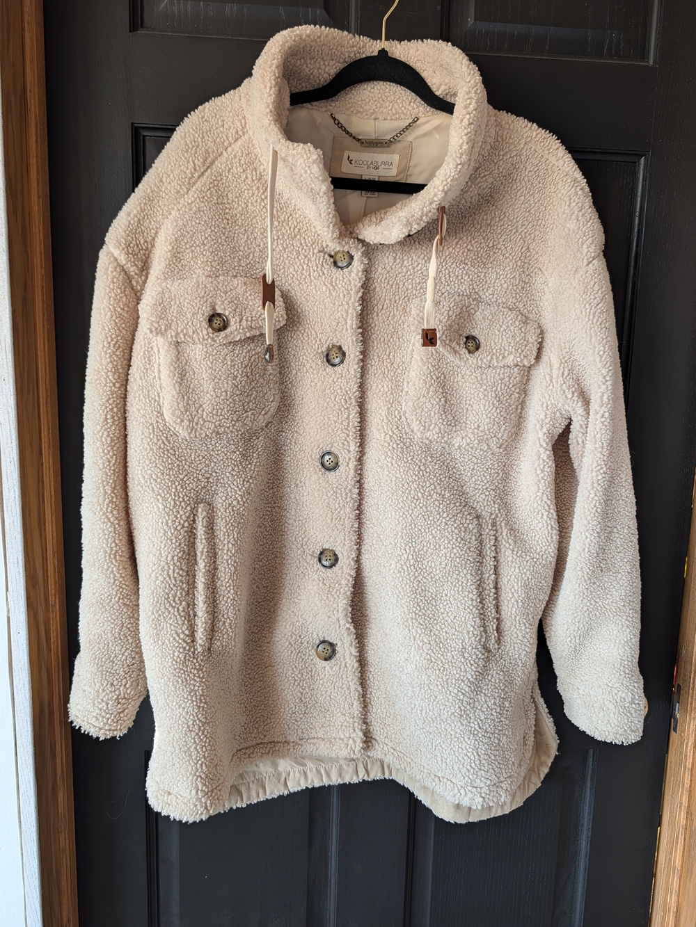 Koolaburra Cream Teddy Sherpa Button-Front Jacket
